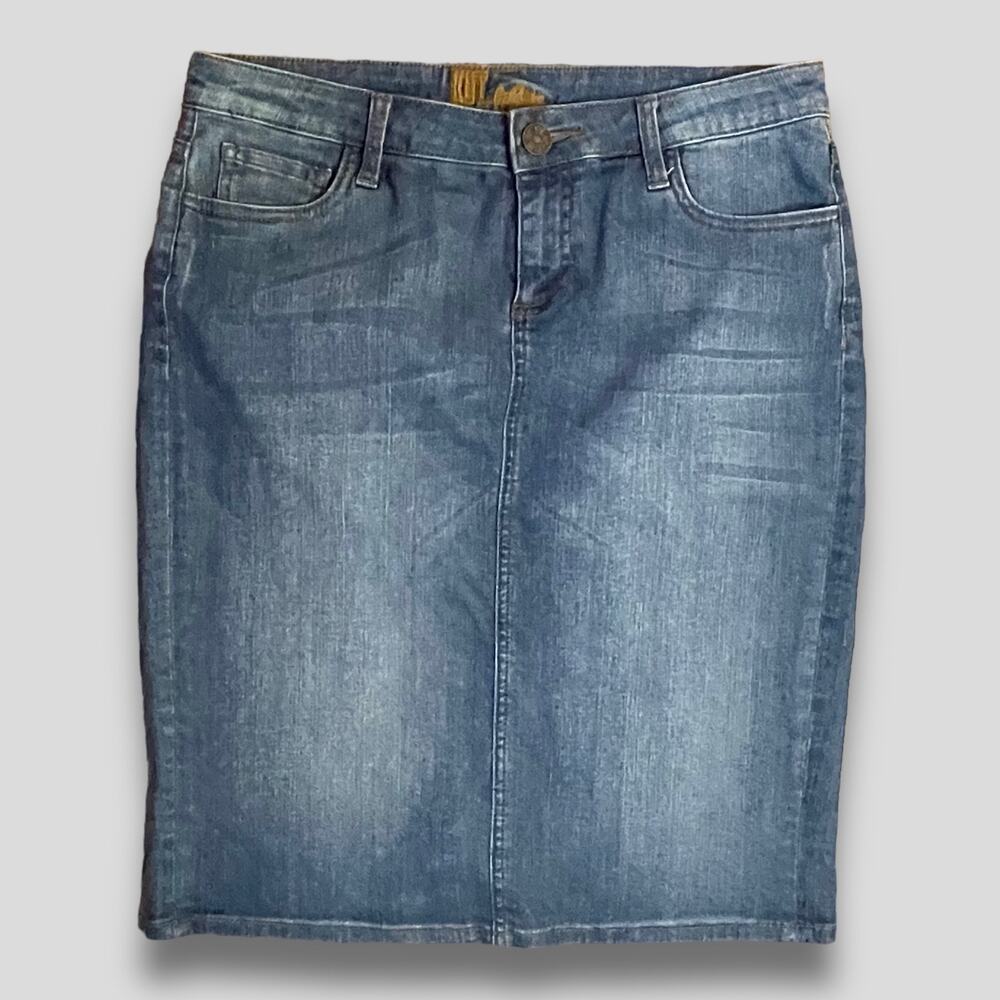 KUT FROM THE CLOTH Y2K WESTERN BOHO PENCIL SKIRT BLUE SMALL 4